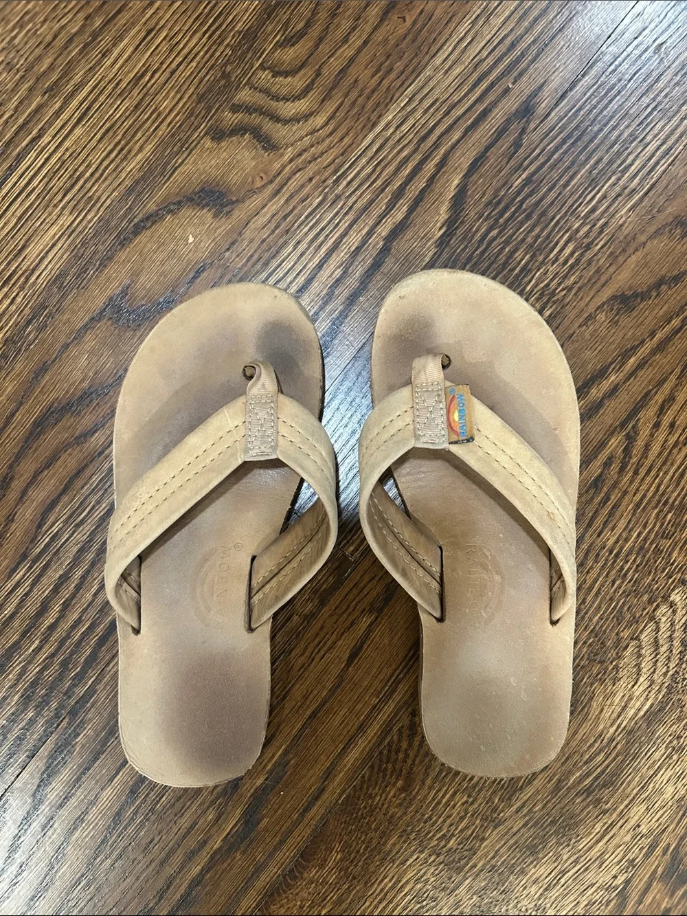 Rainbow Kids Tan Suede Flip Flop Sandals